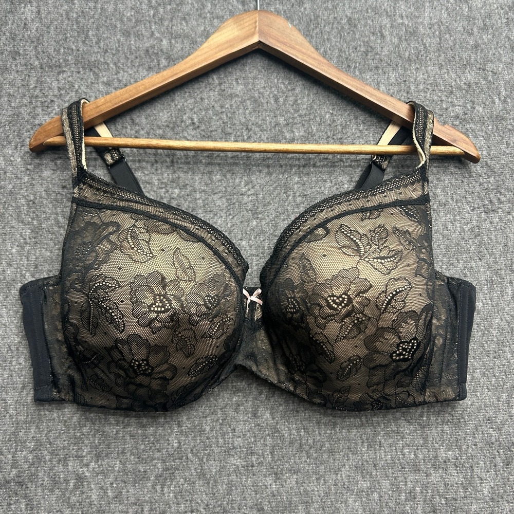 Cacique Modern‎ Lace Covered LL Balc Size 44DD Black Underwire Padded